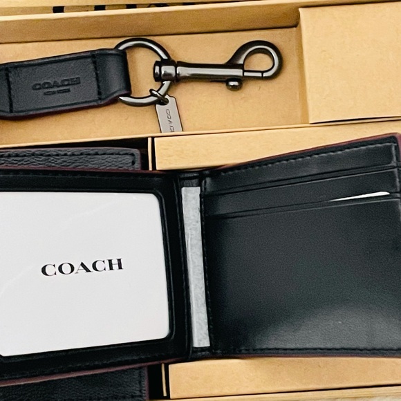 NWT Coach Boxed 3 in 1 Wallet Gift Set in Signature Canvas Black - Picture 6 of 11